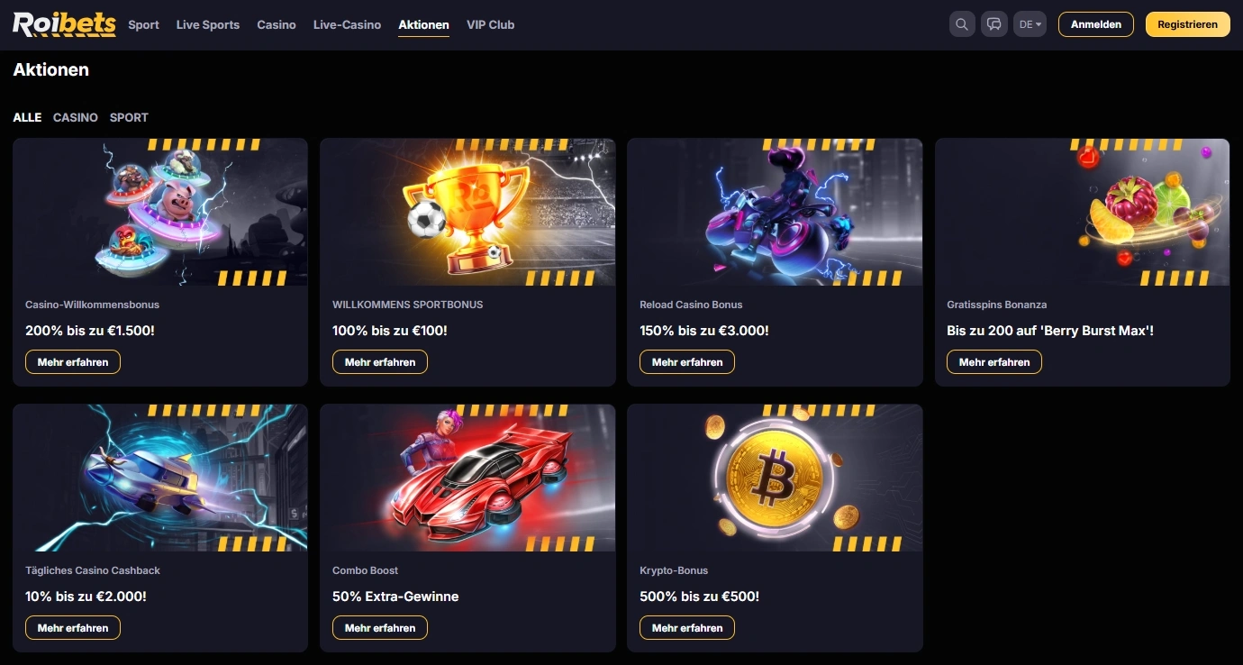 Roibets Casino Aktionen und Boni DE – exklusive Bonusangebote für Spieler